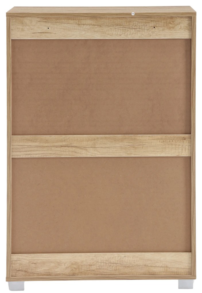 Scarpiera Salvaspazio da Ingresso, 2 Ante e 1 Cassetto, Color Rovere e Bianco – 63x33x95h