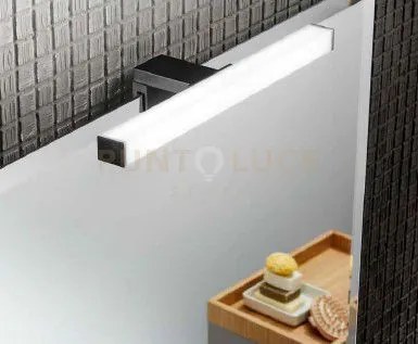 Applique led noir nero quadra fissaggio parete e specchio 5w 600lm ...