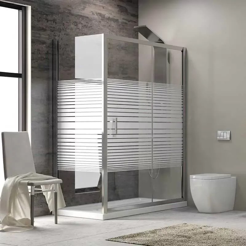 Kamalu - Cabina doccia 170x70 angolare altezza 180cm serigrafata  K410NS