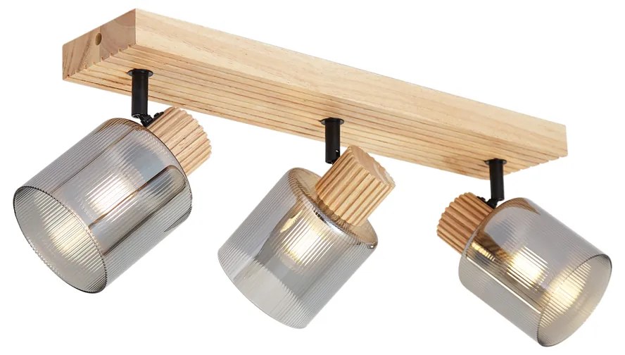 Faretto Smart in legno con vetro fumé 3 luci orientabile e inclinabile incl. WiFi G45 - Gracy