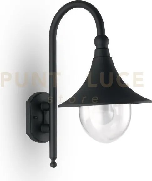 Applique pavia nera 1 luce attacco e27 ip44 26x34x48cm in alluminio