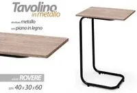 Tavolino da divano rovere servetto struttura metallo cm 40 x 30 x 60 h