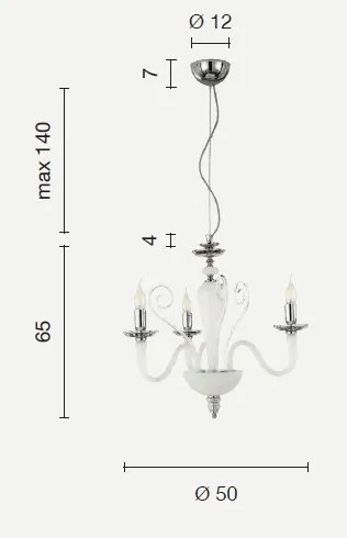 Lampadario sospeso in vetro fume' debussy 3 luci lp.debussy-3-fume