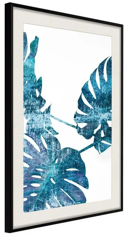 Poster  Sapphire Monstera  Cornice Quadri Cornice nera con pass-partout, Larghezza x Altezza Home decor 30x45