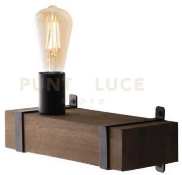 Applique a parete texas legno antichizzato e metallo marrone 1 luce...
