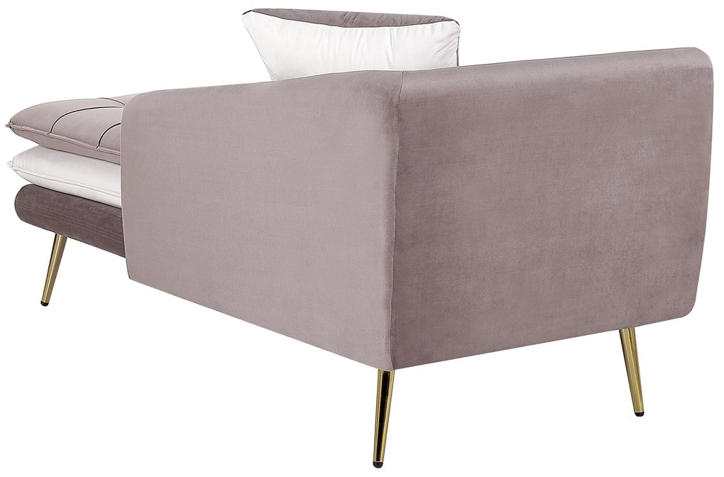 Chaise longue sinistra in velluto marrone e bianco GONESSE Beliani
