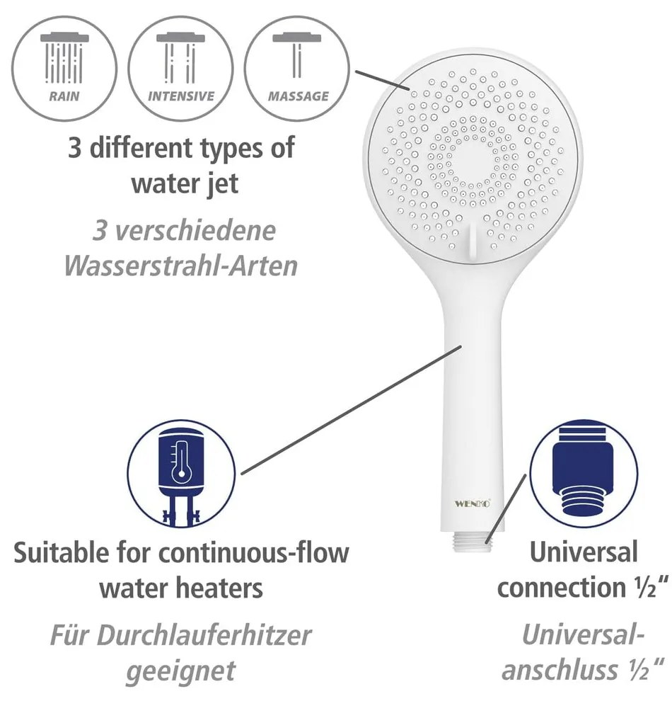 Set doccia bianco in acciaio inox 70 cm Watersaving - Wenko