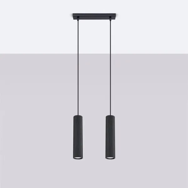 Sollux SL.1574 - Lampadario a sospensione con filo KARBON 2xGU10/10W/230V nero