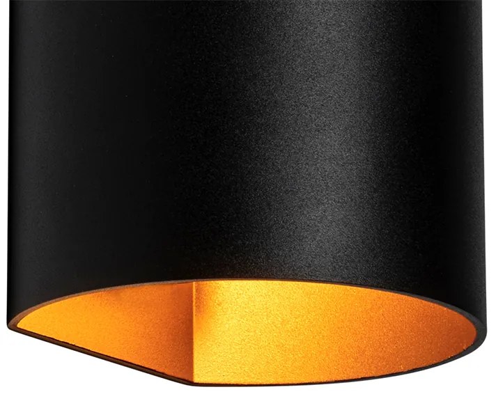 Applique da parete moderna nera con ottone - Sabbio