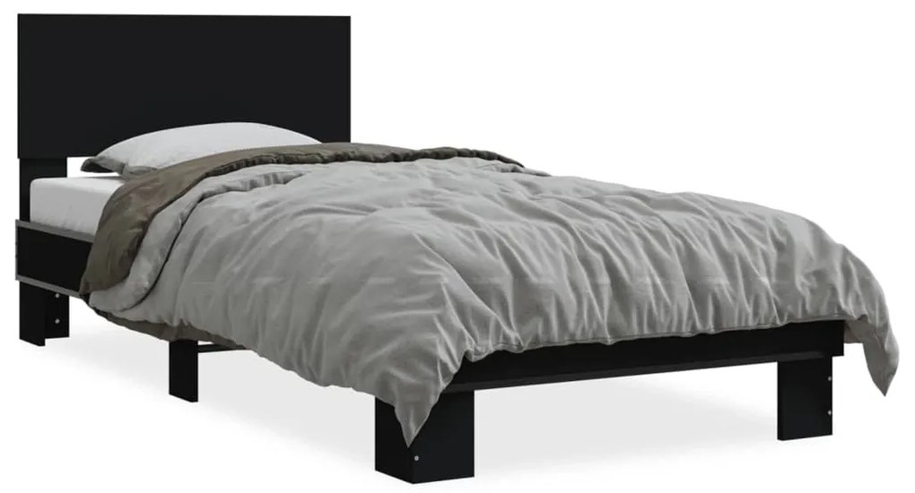 Giroletto Nero 75x190 Cm İn Legno Multistrato E Metallo /