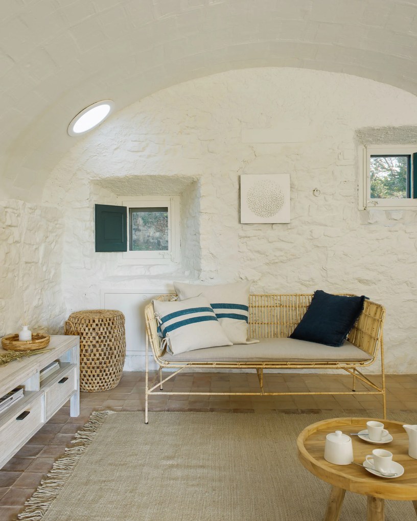Kave Home - Fodera per cuscino Ziza 100% cotone a righe blu e bianco 60 x 60 cm