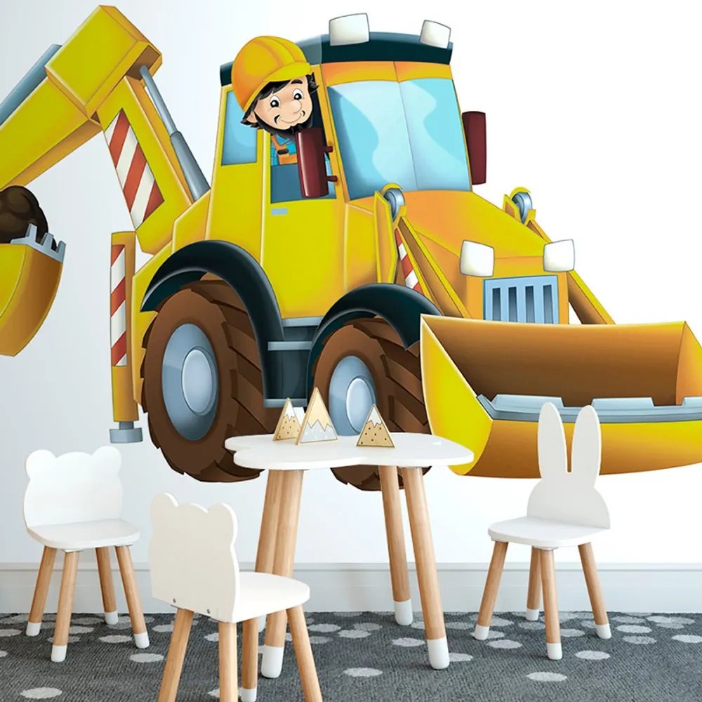Carta da parati autoadesiva – Escavatore per bambini