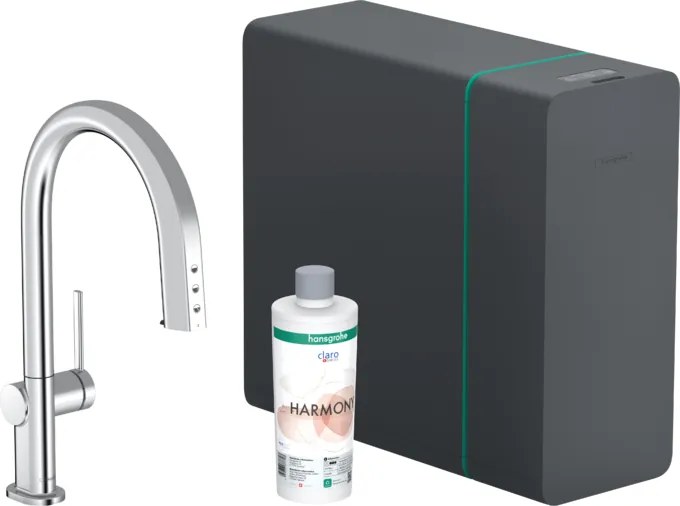 Miscelatore cucina con bocca Erogazione Estraibile 1jet Sbox cromo Hansgrohe Aqittura M91 Sodasystem 210