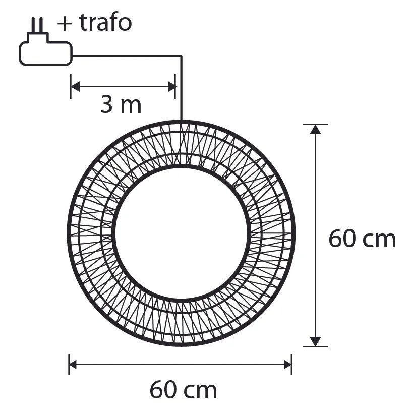 Lampada a sospensione natalizia a forma di ghirlanda argento 60 cm con LED IP44 - Nawa