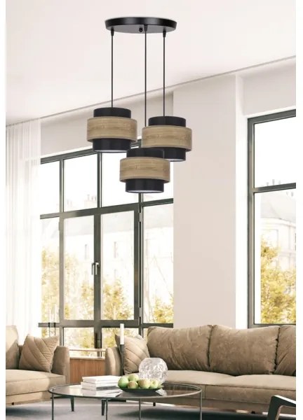 Lampadario a sospensione con filo TWIN 3xE27/40W/230V marrone/nero