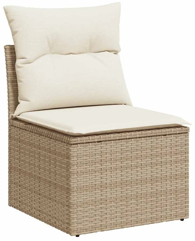 Set divani da giardino 7 pz con cuscini beige polyrattan acacia