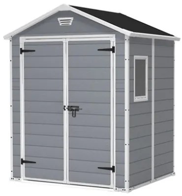 Casetta Da Giardino In Resina 185x152x226H Cm Manor 6x5 Grigio Keter Con Finestra