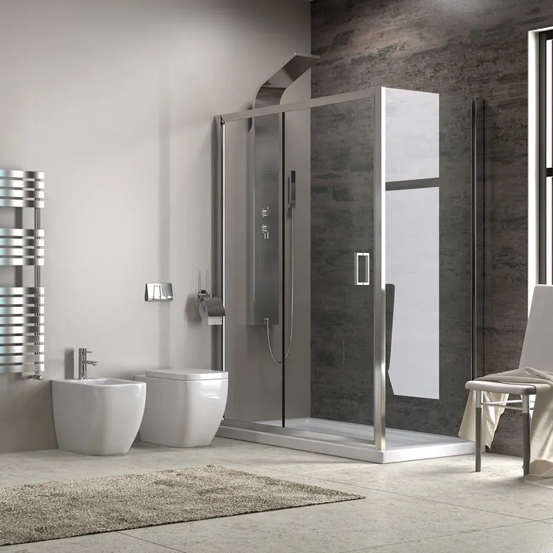 Kamalu - Cabina doccia 150x90cm laterale fisso 90cm altezza 180cm vetro trasparente | K410NS