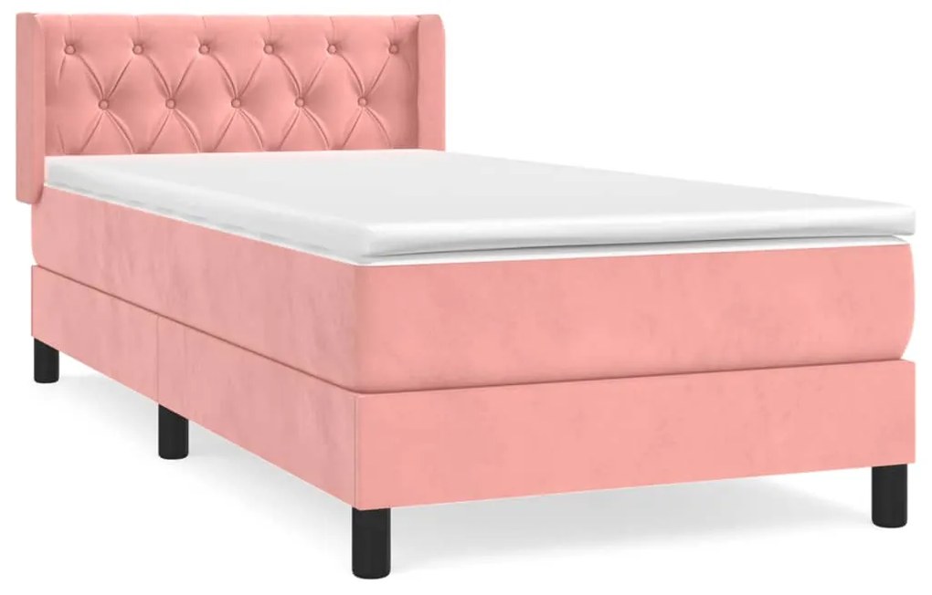 Giroletto a molle con materasso rosa 80x200 cm in velluto