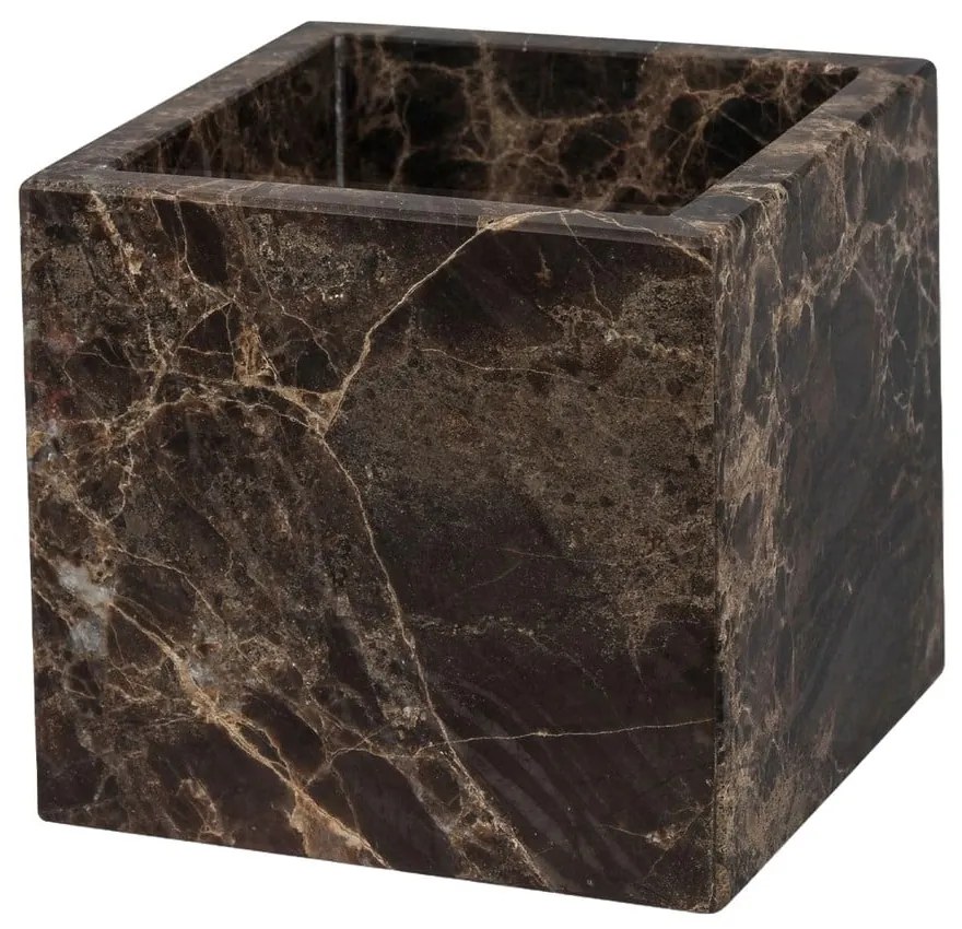 Organizer da bagno in marmo marrone scuro per tamponi di cotone Marble - Mette Ditmer Denmark