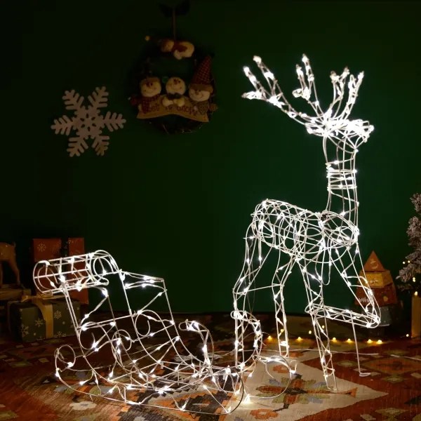 Aigostar-LED Decorazione luminosa da esterno LED/3,6W/31/230V 2700K 90/45cm IP44 - Renna con slitta