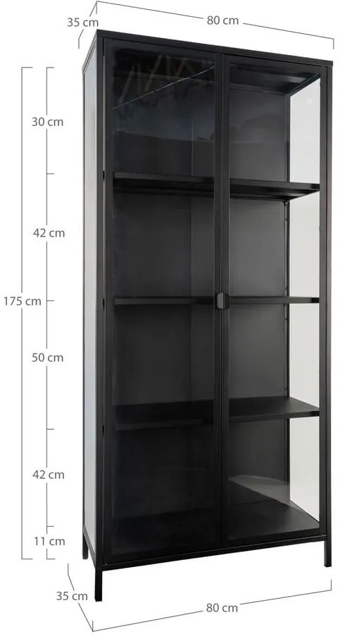 Vetrina in metallo nero 80x175 cm Brisbane - House Nordic