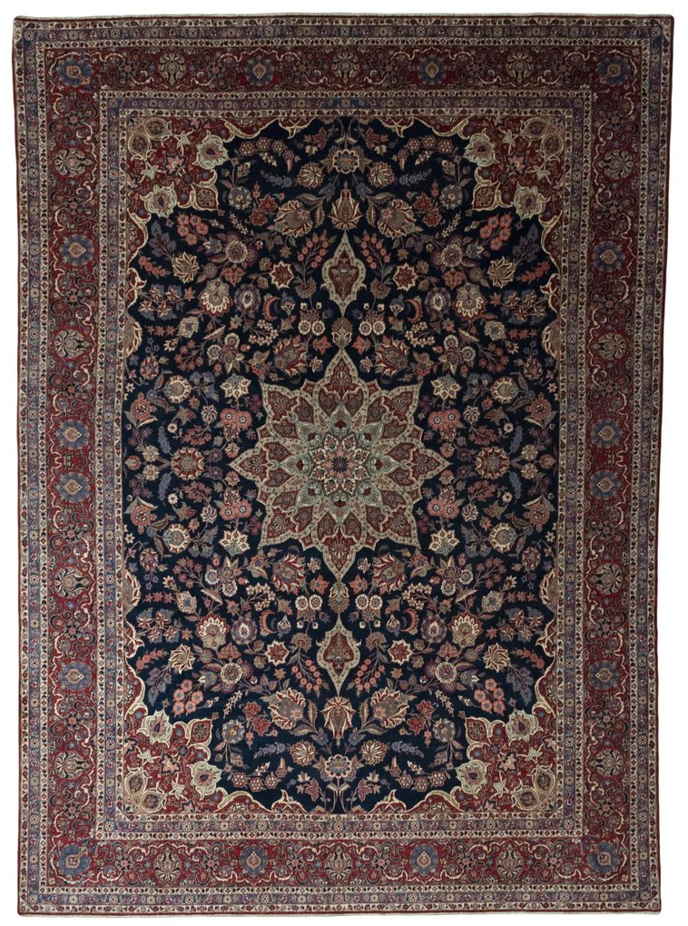 Kashan Tappeto persiano 320 x 440 Blu (Iran) Annodato A Mano