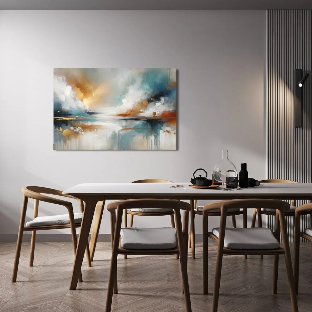 Quadro su tela – Cielo dorato sull’acqua