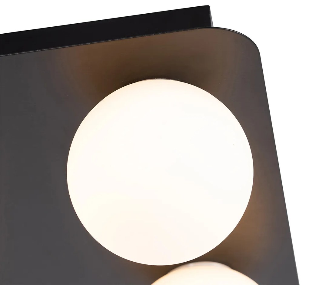 Lampada da soffitto moderna da bagno quadrata nera 4 luci - Cederic