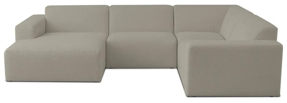 Divano angolare marrone chiaro in tessuto bouclé (a U) Roxy - Scandic