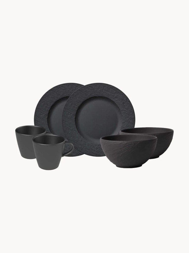 Servizio di stoviglie per colazione in porcellana Manufacture Rock, 2 persone (6 pz)