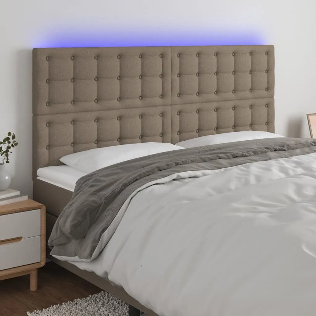 Testiera A Led Tortora 180x5x118/128 Cm İn Tessuto /