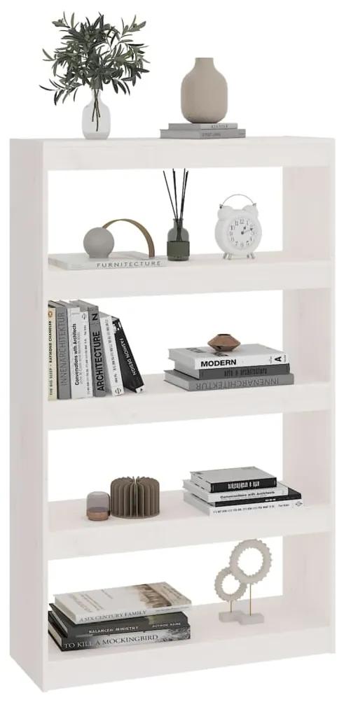 Libreria/divisorio bianco 80x30x135,5 cm in massello di pino