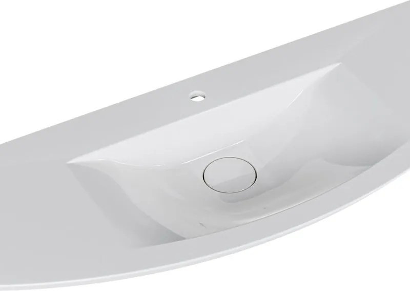 Lavabo da incasso semicircolare in marmo bianco H 5 cm