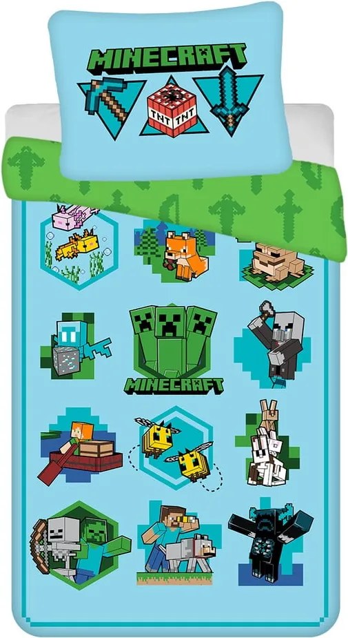 Biancheria da letto per bambini in cotone per letto singolo 140x200 cm Minecraft - Jerry Fabrics