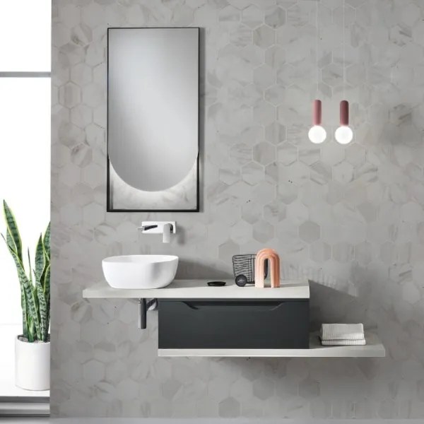Cassetto da bagno sospeso 100 cm Grafite Opaco - GIGLIO