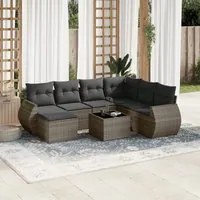 Set Divano da Giardino 8 pz con Cuscini Grigio in Polyrattan 3254047