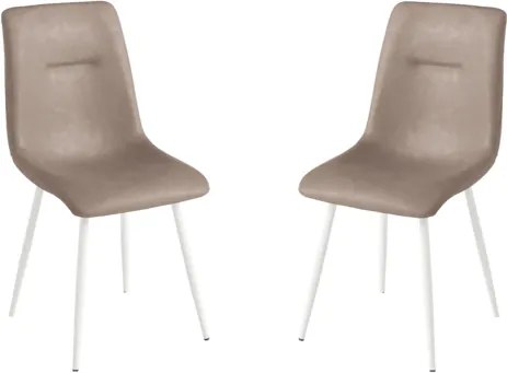 Sedia in ecopelle Tortora con gambe in metallo Bianco - LILY 2 sedie