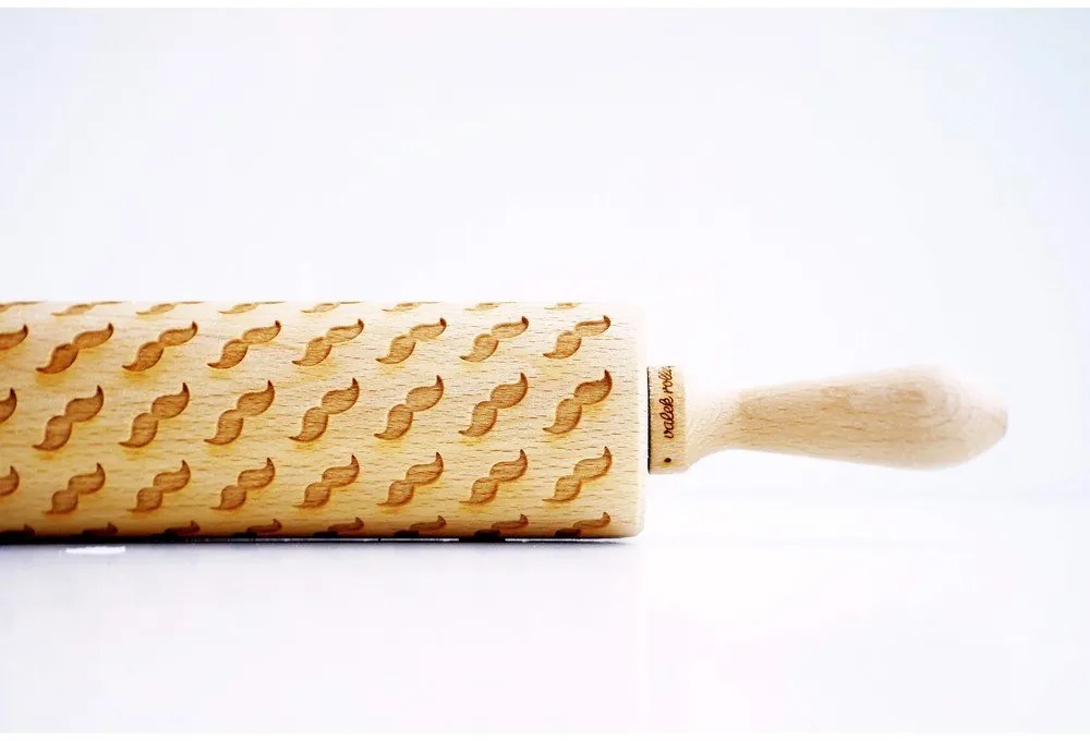 Rullo per pasta in legno goffrato Mustache - Valek