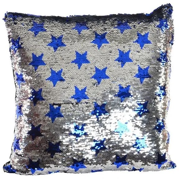 Cuscino DKD Home Decor Azzurro Paillettes Velluto Argentato (40 x 40 cm)