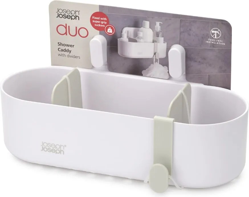 Scaffale da bagno in plastica bianca senza foratura Duo - Joseph Joseph