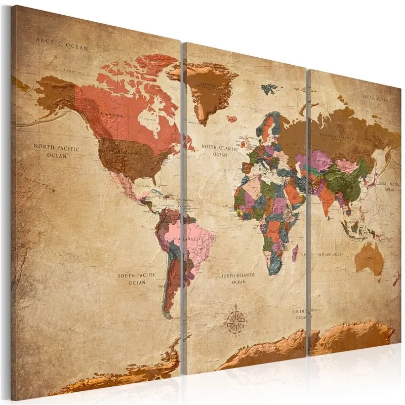 Quadro Maps  Brown Elegance  Colore Marrone, Dimensioni e Misure 120x80