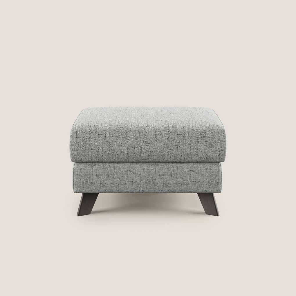 Moon Pouf contenitore e piedini alti in tessuto morbido impermeabile fiammato T03 grigio chiaro