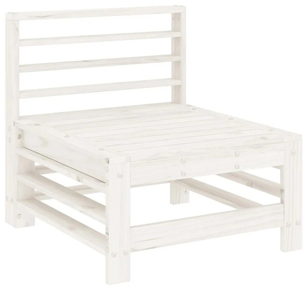 Set salotto da giardino 7 pz bianco in legno massello di pino