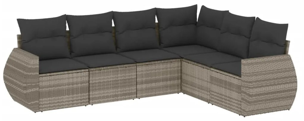 Set divano da giardino 6pz con cuscini grigio chiaro polyrattan