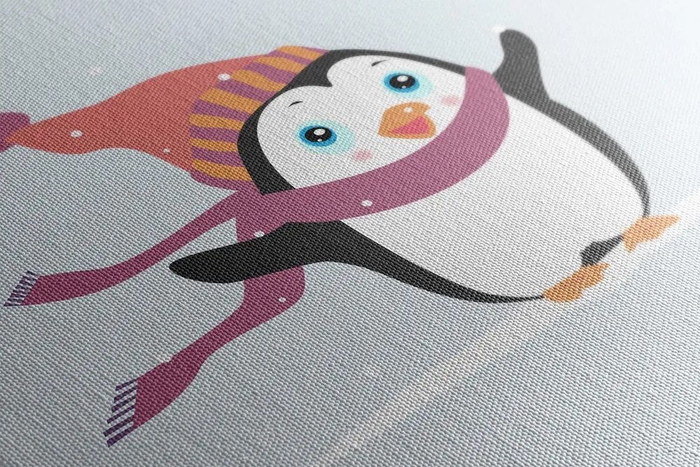 Stampa su tela – Pinguino carino con cappello