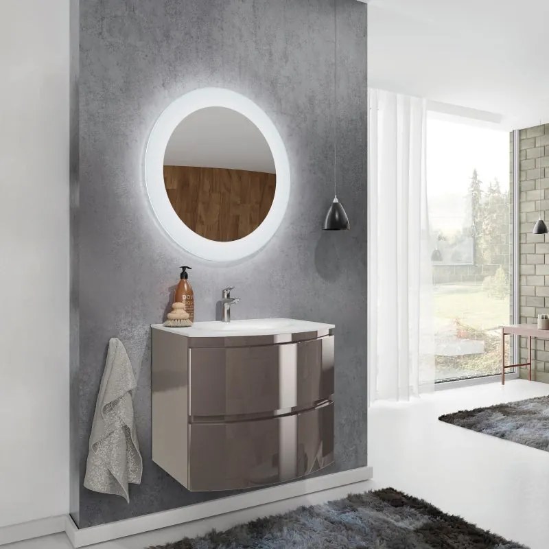 Mobile da bagno sotto lavabo Armonia grigio lucido L 70 cm 2 cassetti, lavabo non incluso