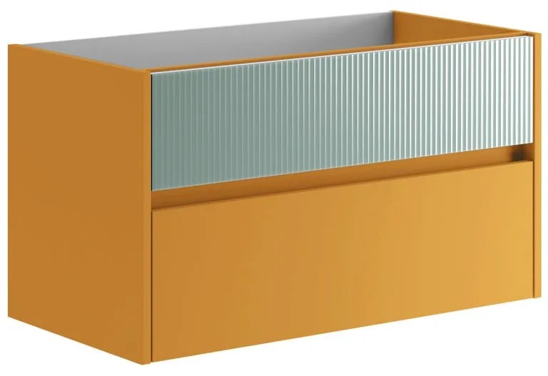 Mobile da bagno sospeso sotto lavabo L 89.5 x H 50 x P 45.5 cm beige laccato opaco, 2 cassetti Niwa