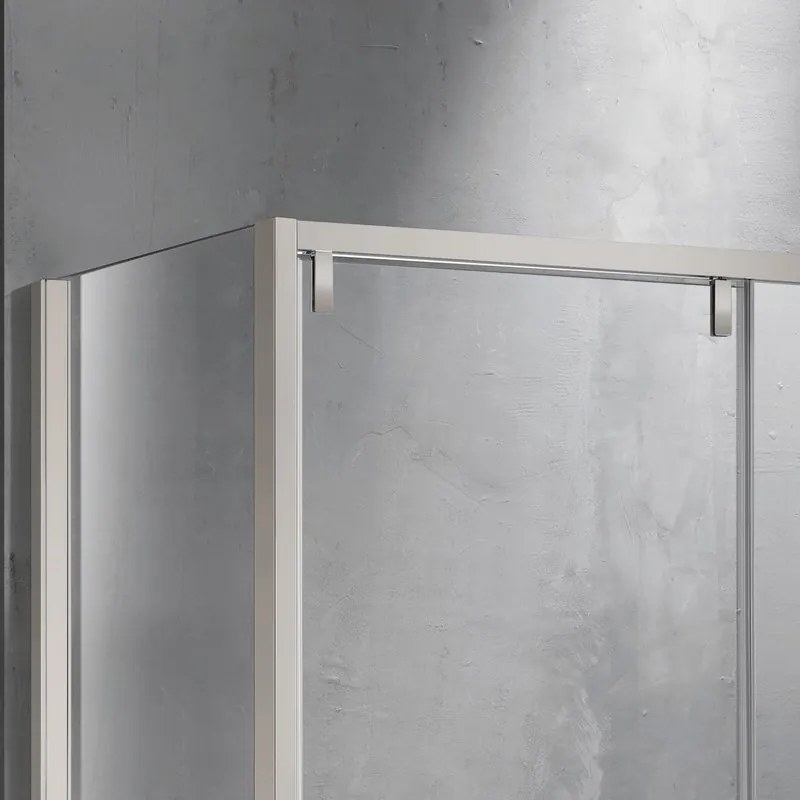Cabina doccia 80x130 scorrevole con lato fisso 80 cm finitura acciaio spazzolato | KSA5000AS - KAMALU
