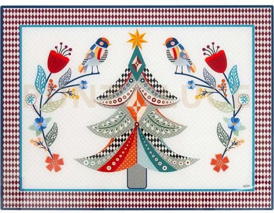 Set 2 tovagliette rigide natalizie in cristallo acrilico decorato d...